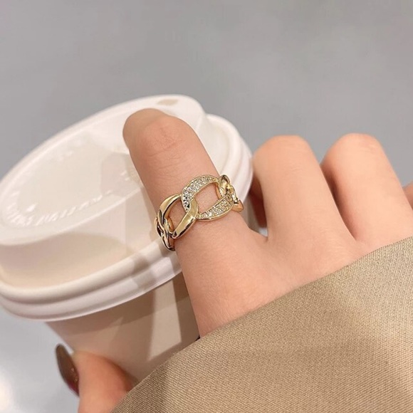 ✨Insta gold / silver chain crystal ring - Picture 3 of 5